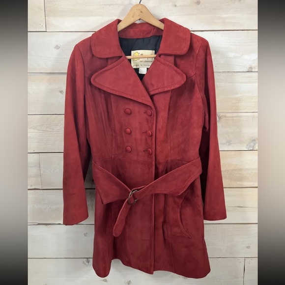 VTG 70s Marquis of London Made in Canada Suede Leather Jacket Red Sz M - Picture 1 of 5